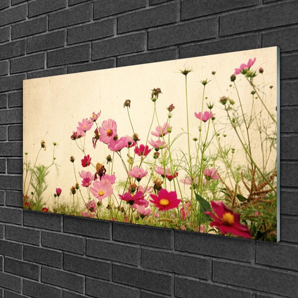 Tablou pe sticla Flori Floral Roz Roșu