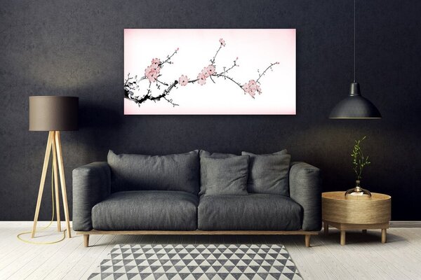 Tablou pe sticla Flori roz Floral