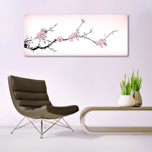 Tablou pe sticla Flori roz Floral