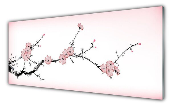 Tablou pe sticla Flori roz Floral