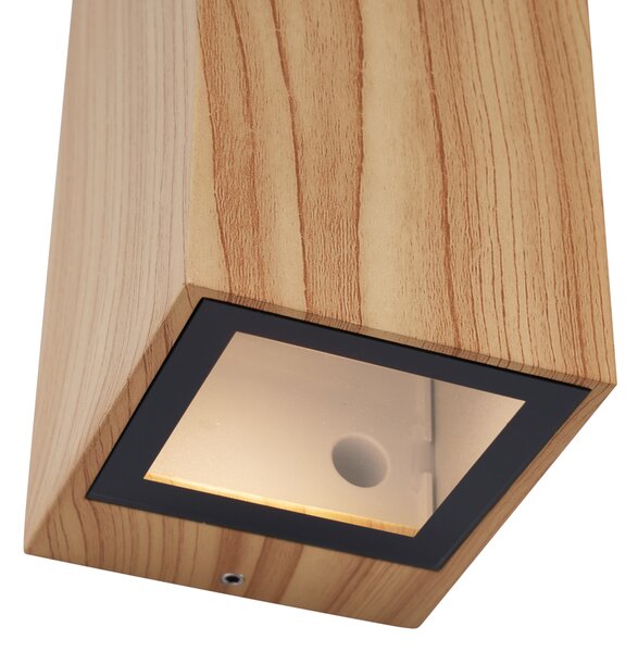 Lampă de perete scandinavă din lemn cu 2 lumini GU10 70mm IP54 - Baleno