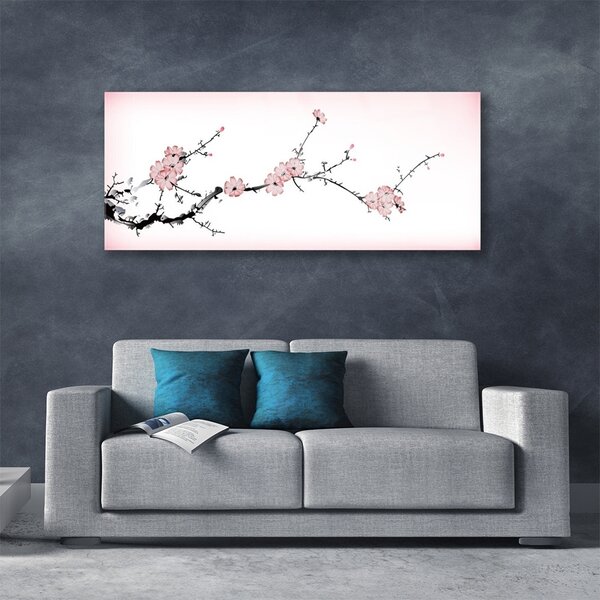 Tablou pe sticla Flori roz Floral