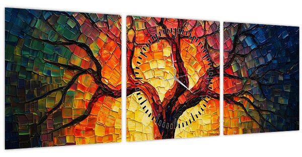 Tablou - Arborele vieții în mozaic (cu ceas) (90x30 cm)
