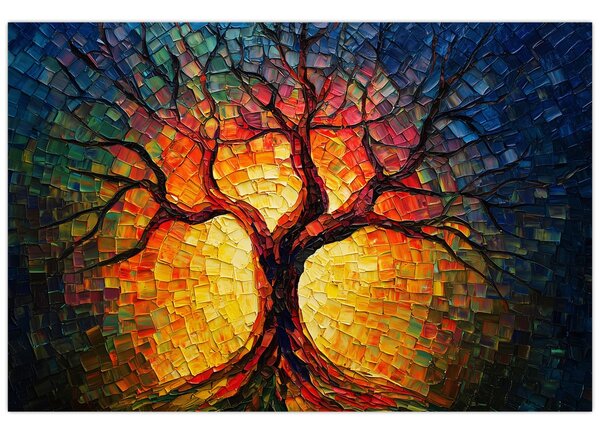 Tablou - Arborele vieții în mozaic (90x60 cm)