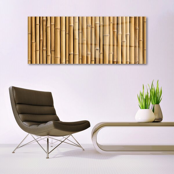 Tablou pe sticla Bamboo Canes Floral Galben