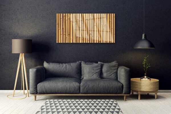 Tablou pe sticla Bamboo Canes Floral Galben