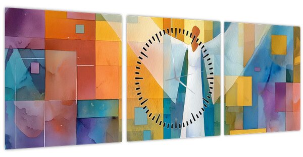 Tablou - Înger geometric (cu ceas) (90x30 cm)