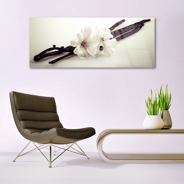 Tablou pe sticla Flori Floral alb