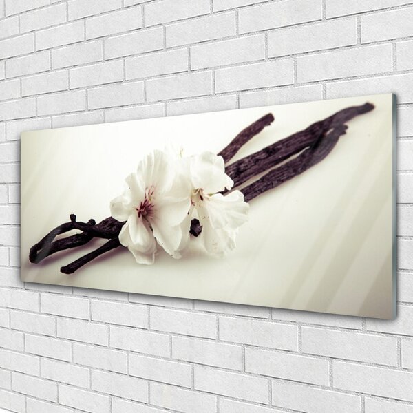 Tablou pe sticla Flori Floral alb