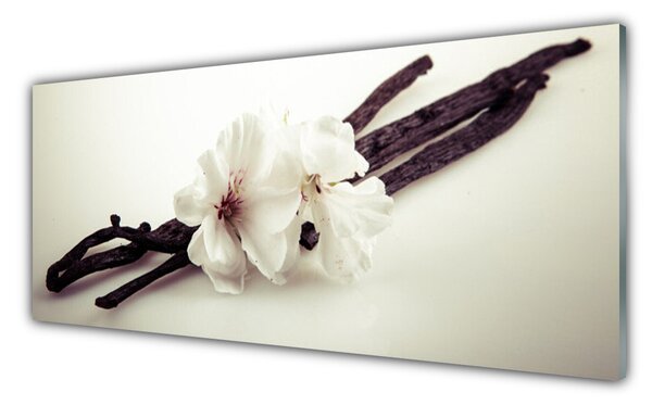Tablou pe sticla Flori Floral alb