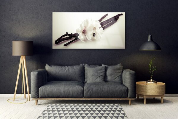 Tablou pe sticla Flori Floral alb
