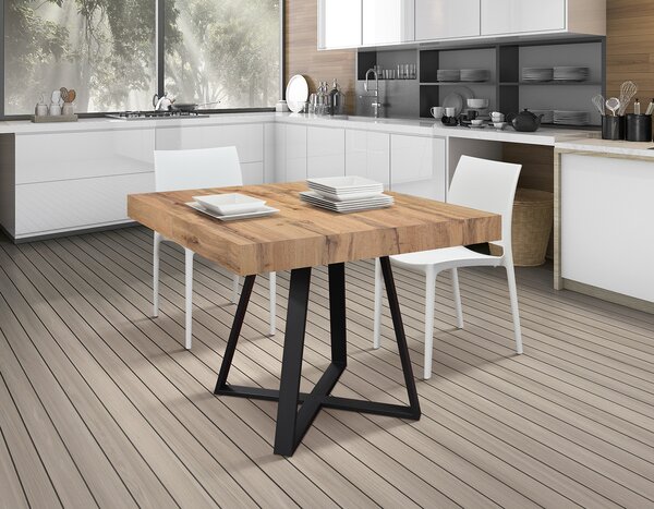Masa Ariel extensibila, picior metalic negru - BLAT RUSTIC