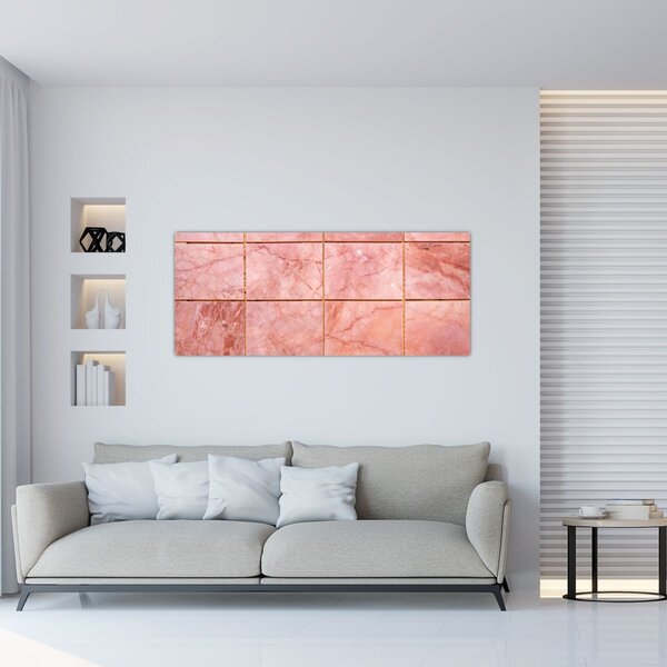 Tablou - Roz, gresie marmorată (120x50 cm)