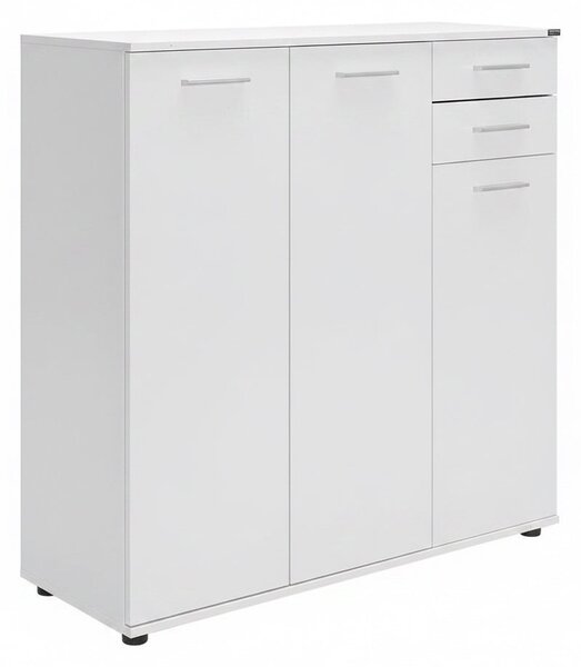 Pantofar Adore Trendline, 3 usi si 2 sertare, 10 rafturi, Alb, 108x108x35 cm