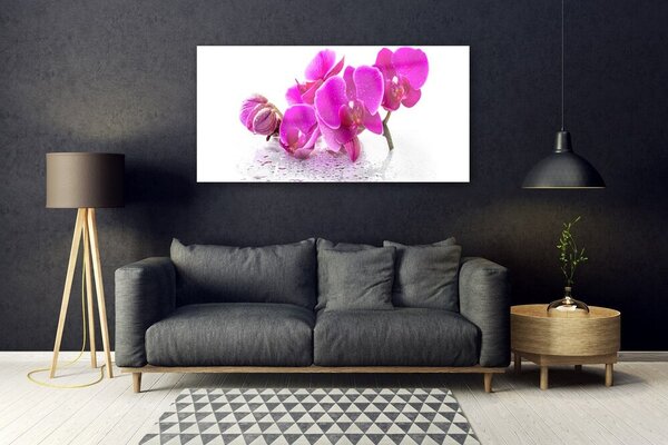 Tablou pe sticla Flori roz Floral