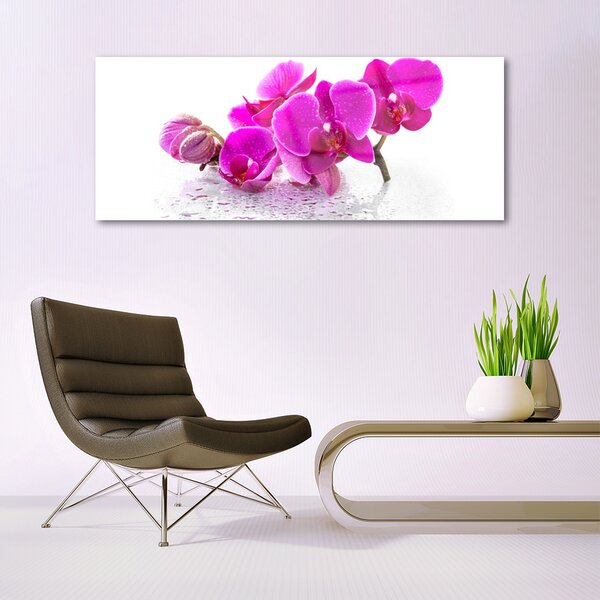 Tablou pe sticla Flori roz Floral