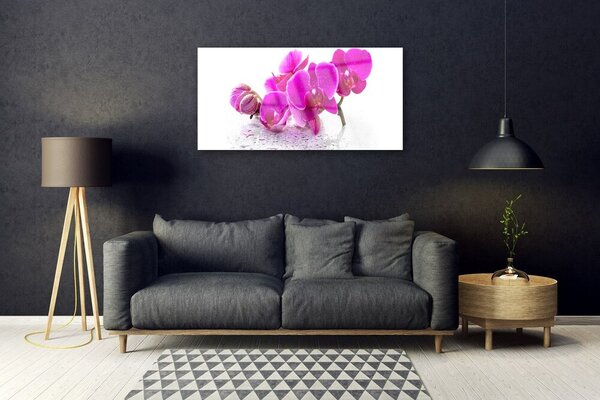 Tablou pe sticla Flori roz Floral
