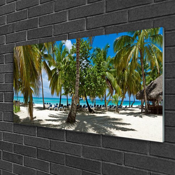 Tablou pe sticla Palm Beach Copaci Peisaj Brun Verde