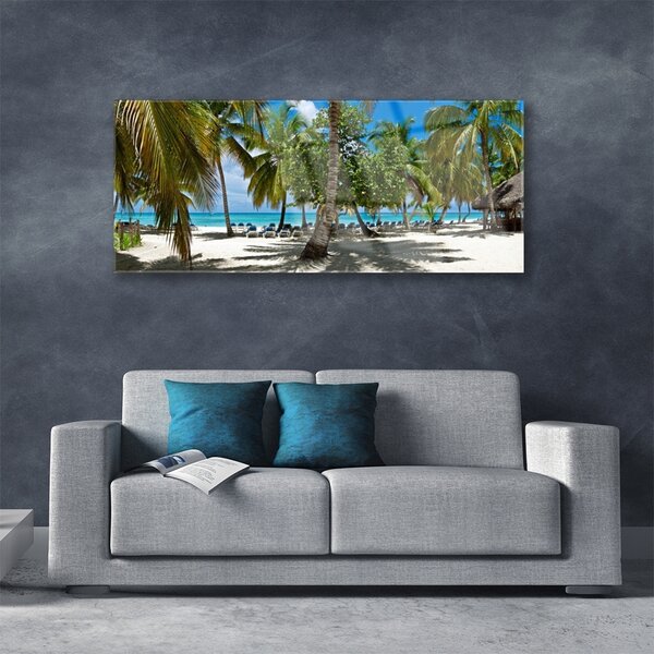 Tablou pe sticla Palm Beach Copaci Peisaj Brun Verde