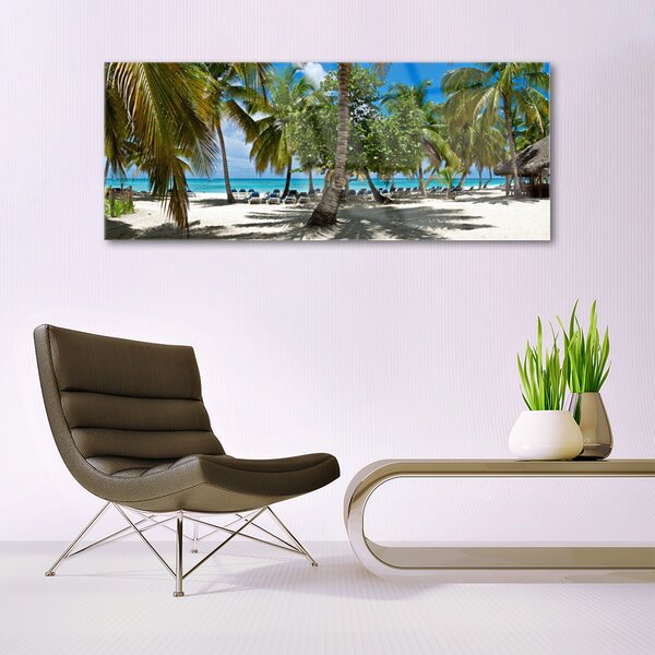 Tablou pe sticla Palm Beach Copaci Peisaj Brun Verde