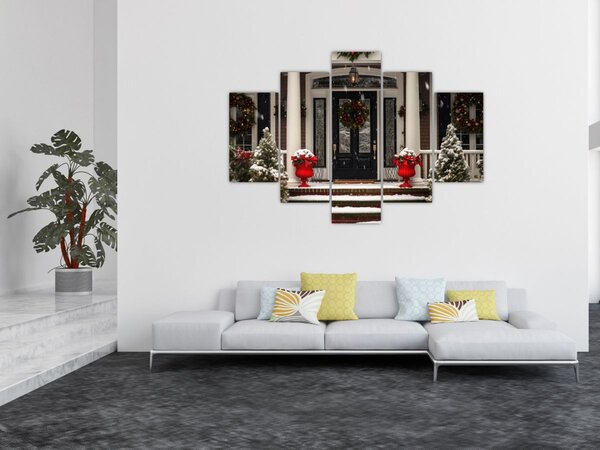 Tablou - Casa decorată de Crăciun (150x105 cm)
