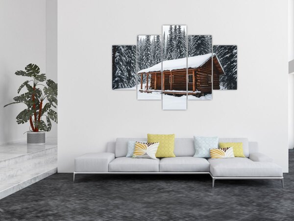 Tablou - Cabană acoperită de zăpadă (150x105 cm)