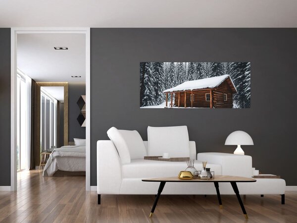 Tablou - Cabană acoperită de zăpadă (120x50 cm)