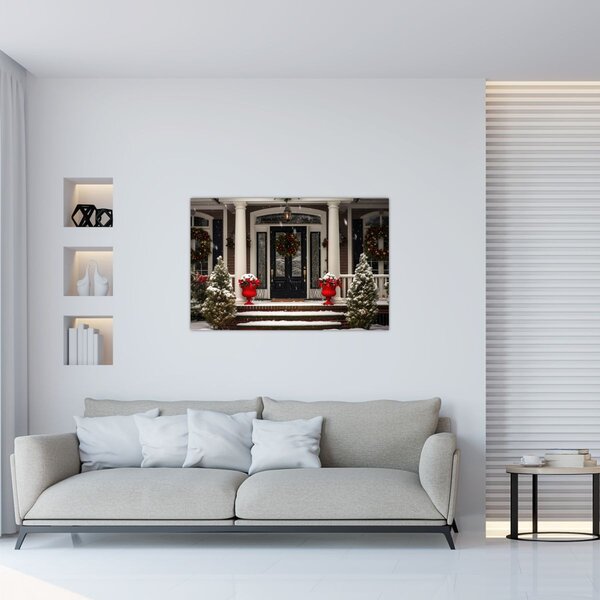Tablou - Casa decorată de Crăciun (90x60 cm)