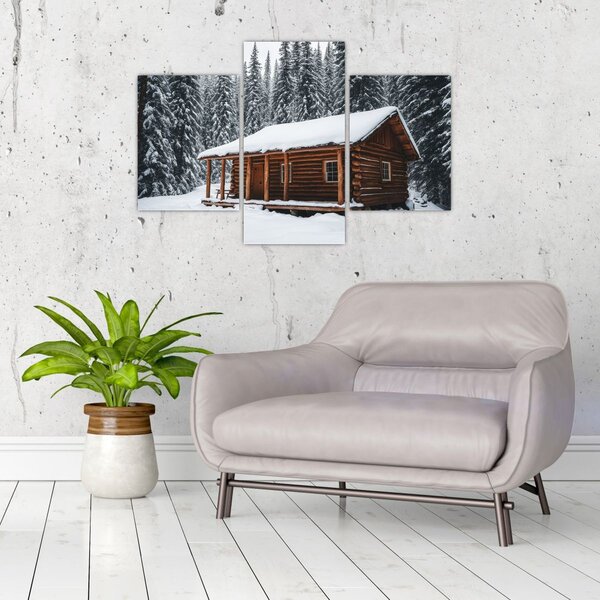 Tablou - Cabană acoperită de zăpadă (90x60 cm)