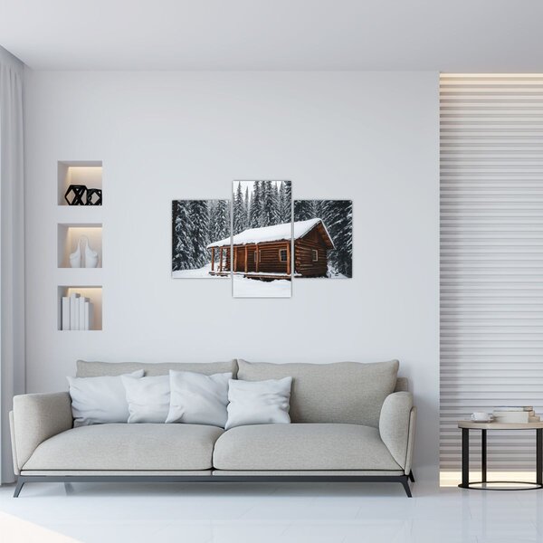 Tablou - Cabană acoperită de zăpadă (90x60 cm)