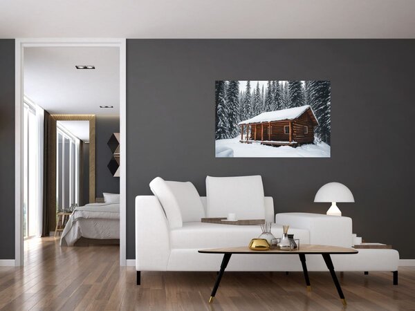 Tablou - Cabană acoperită de zăpadă (90x60 cm)