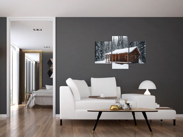 Tablou - Cabană acoperită de zăpadă (90x60 cm)