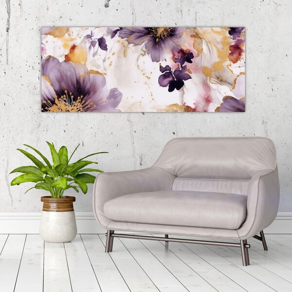Tablou - Acuarelă flori (120x50 cm)