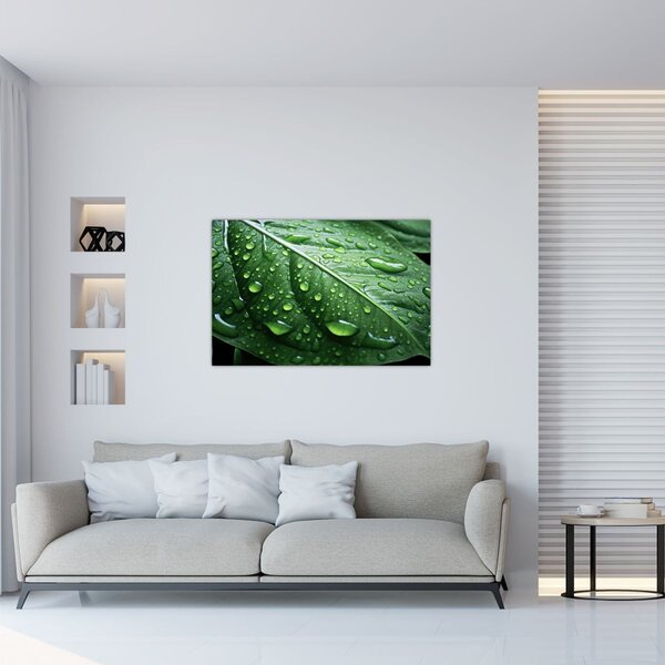 Tablou - Detaliu de frunze după ploaie (90x60 cm)