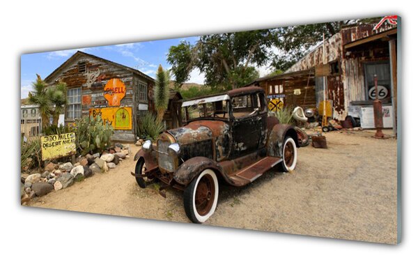Tablou pe sticla Automobile Arhitectura Gri Alb Verde