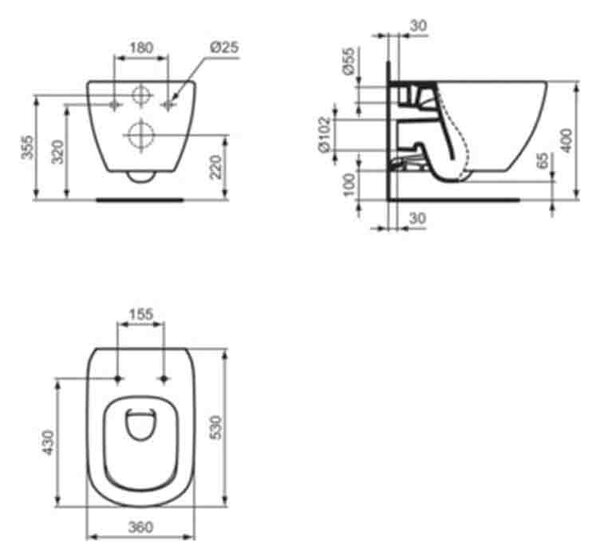 Vas WC suspendat Ideal Standard, Tesi, cu spălare AquaBlade, alb