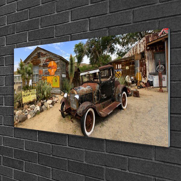 Tablou pe sticla Automobile Arhitectura Gri Alb Verde