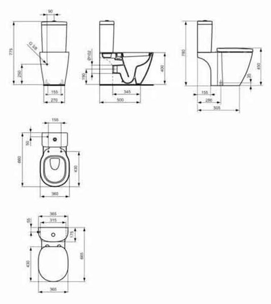 Set vas WC stativ Ideal Standard, Connect, monobloc, alb