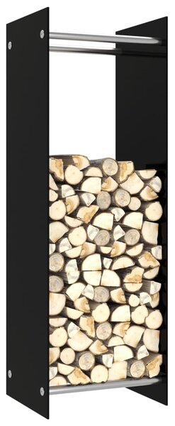 Rastel pentru lemne de foc, negru, 40 x 35 x 120 cm, sticlă