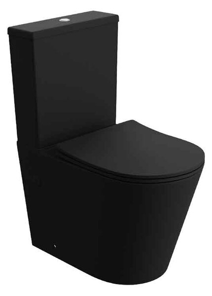 Set vas WC monobloc Spectrum, Clementina Black, Rimless Protect, cu capac și rezervor, 38x60.5 cm, negru mat
