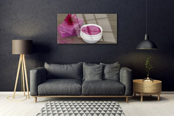 Tablou pe sticla Nisip Săpunuri Art roz