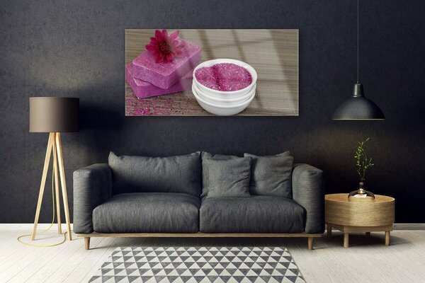 Tablou pe sticla Nisip Săpunuri Art roz