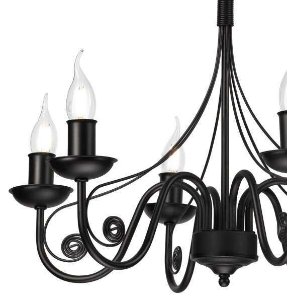 Lustră pe lanț DONATO 6xE14/40W/230V negru