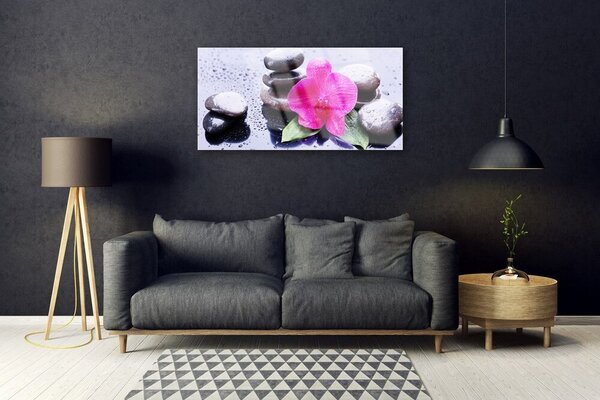 Tablou pe sticla Pietrele de flori Art Rosu Negru