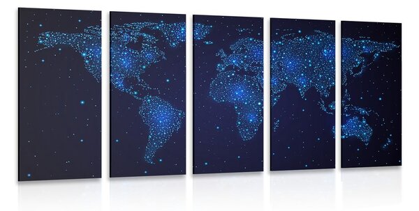 Tablou 5-piese harta lumii cu cerul nocturn