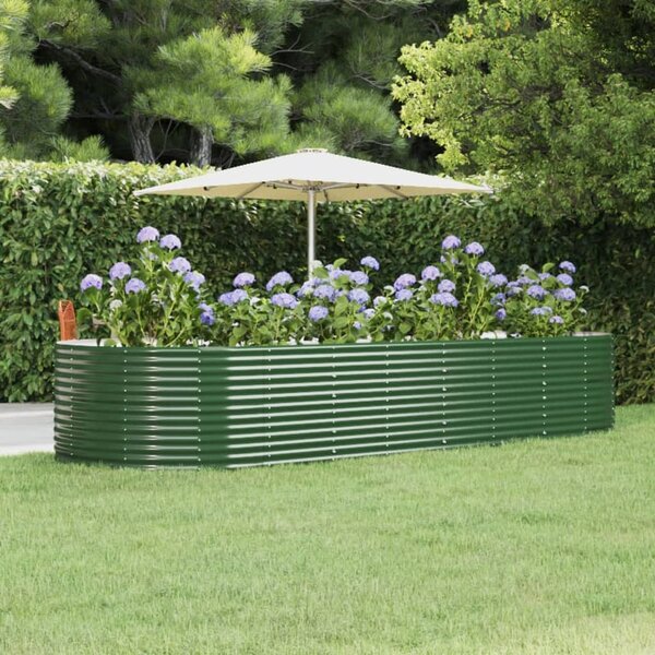 Jardinieră de grădină, verde, 367x140x68 cm, oțel