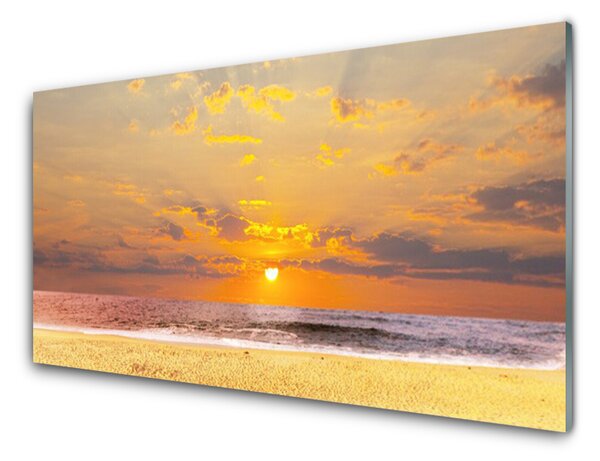 Panou sticla bucatarie Sea Sun Beach Peisaj Albastru Galben Maro