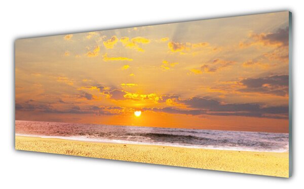 Tablou pe sticla Sea Sun Beach Peisaj Albastru Galben Maro