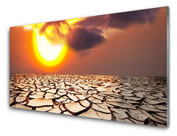 Panou sticla bucatarie Sun Desert Peisaj Galben Maro