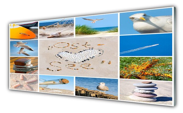 Tablou pe sticla Ocean Beach Peisaj Brun Galben Albastru Verde
